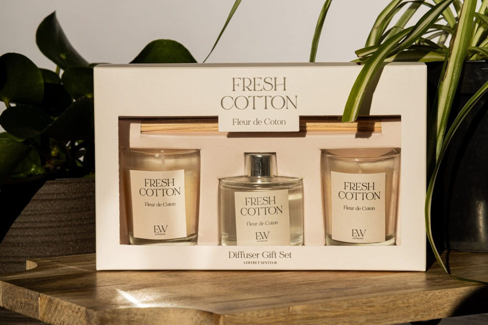 Fresh Cotton Diffuser and Candle Gift Set