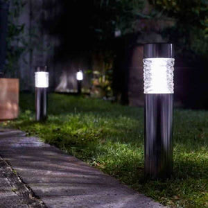 Wave stainless steel & glass solar stake lights