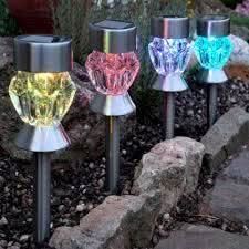 Multicoloured and White LED Solar powered stake lights