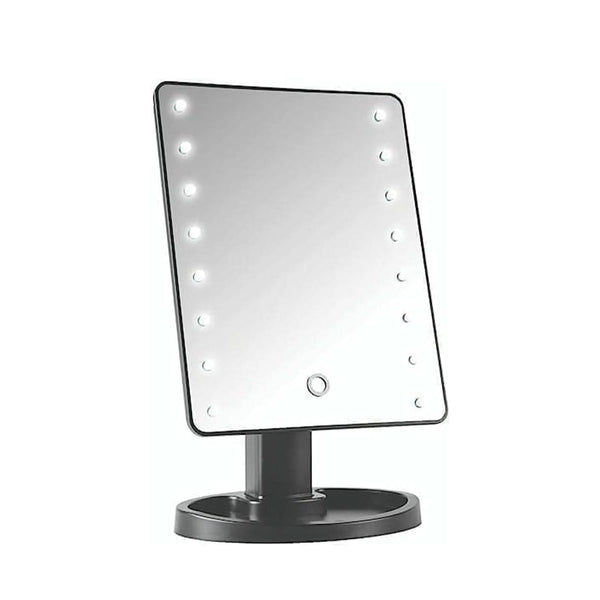 Black Table Top Magnifying Hollywood Style Vanity Mirror