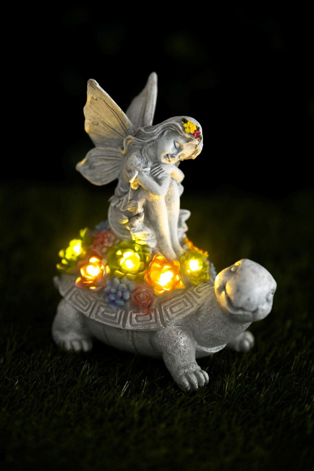 Solar Fairy Tortoise Ornament Garden LED Statue Decor