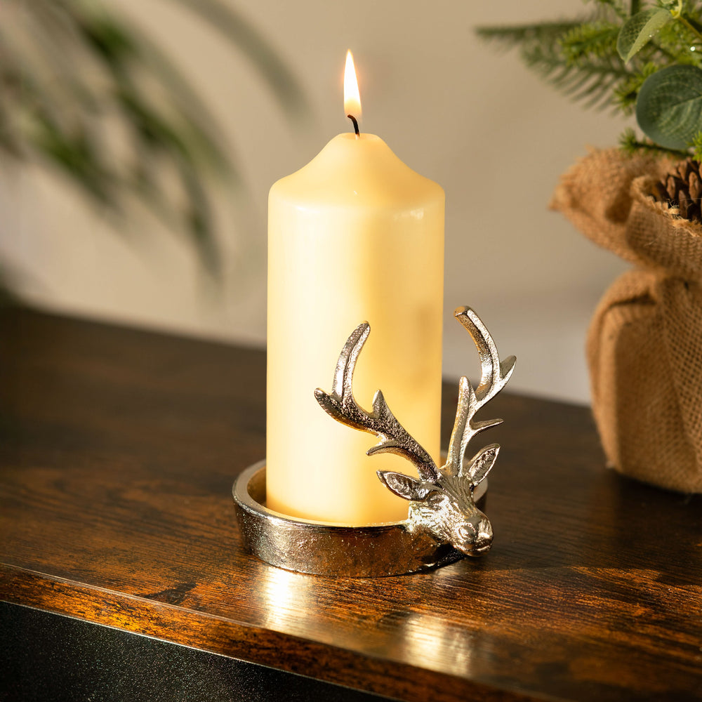 Stag Pillar Candle Holder