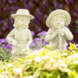 2pc Gardening Kids Statues Set