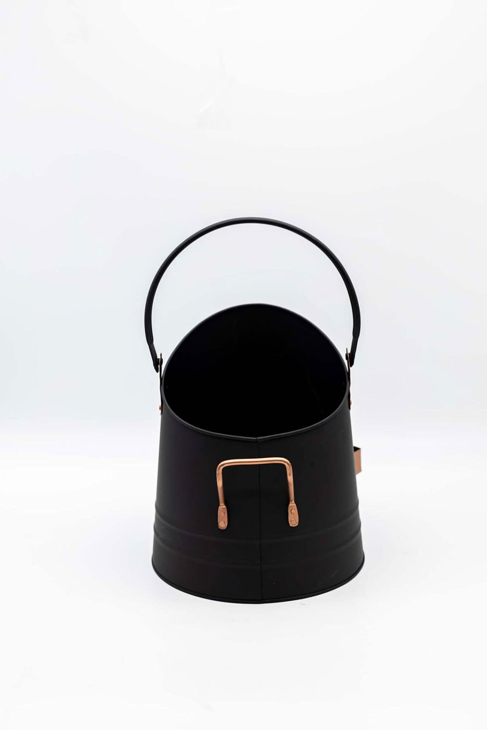 Fireside Coal Bucket & Match Canister - Black and Bronze