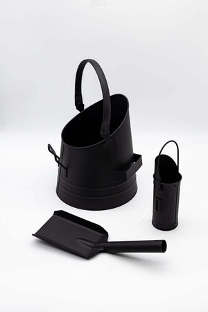 Fireside Coal Bucket and Match Cannister (black)