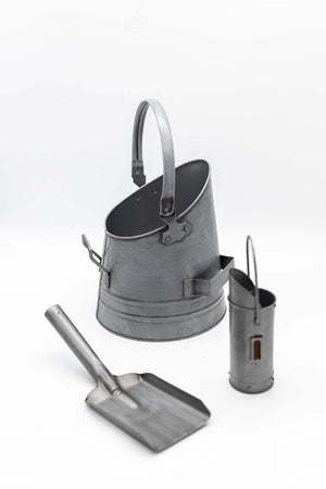 Fireside Coal Bucket & Match Canister - Silver