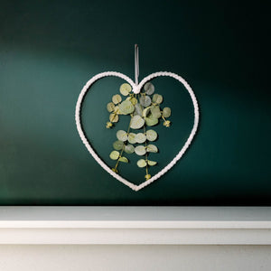 Artificial Small Christmas Hanging Heart With Eucalyptus Heart Shaped Wreath