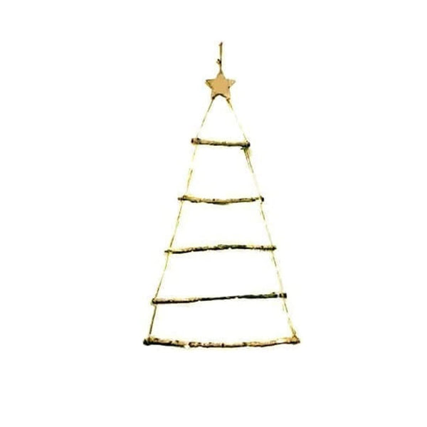 Christmas LED Wooden Wall Tree with Decorations 133cm