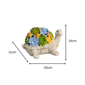 Stone Effect Solar Tortoise Garden Ornament LED Light Up Statue Succulent Decor