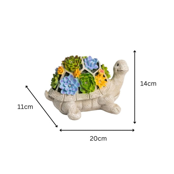 Stone Effect Solar Tortoise Garden Ornament LED Light Up Statue Succulent Decor