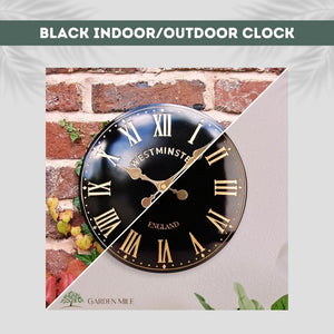 Black Westminster Wall Clock and Thermometer