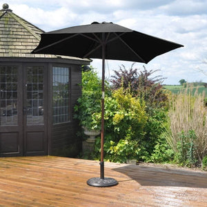 2.4m Black Wooden Garden Parasol