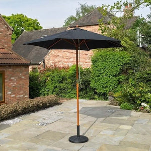 2.4m Black Wooden Garden Parasol