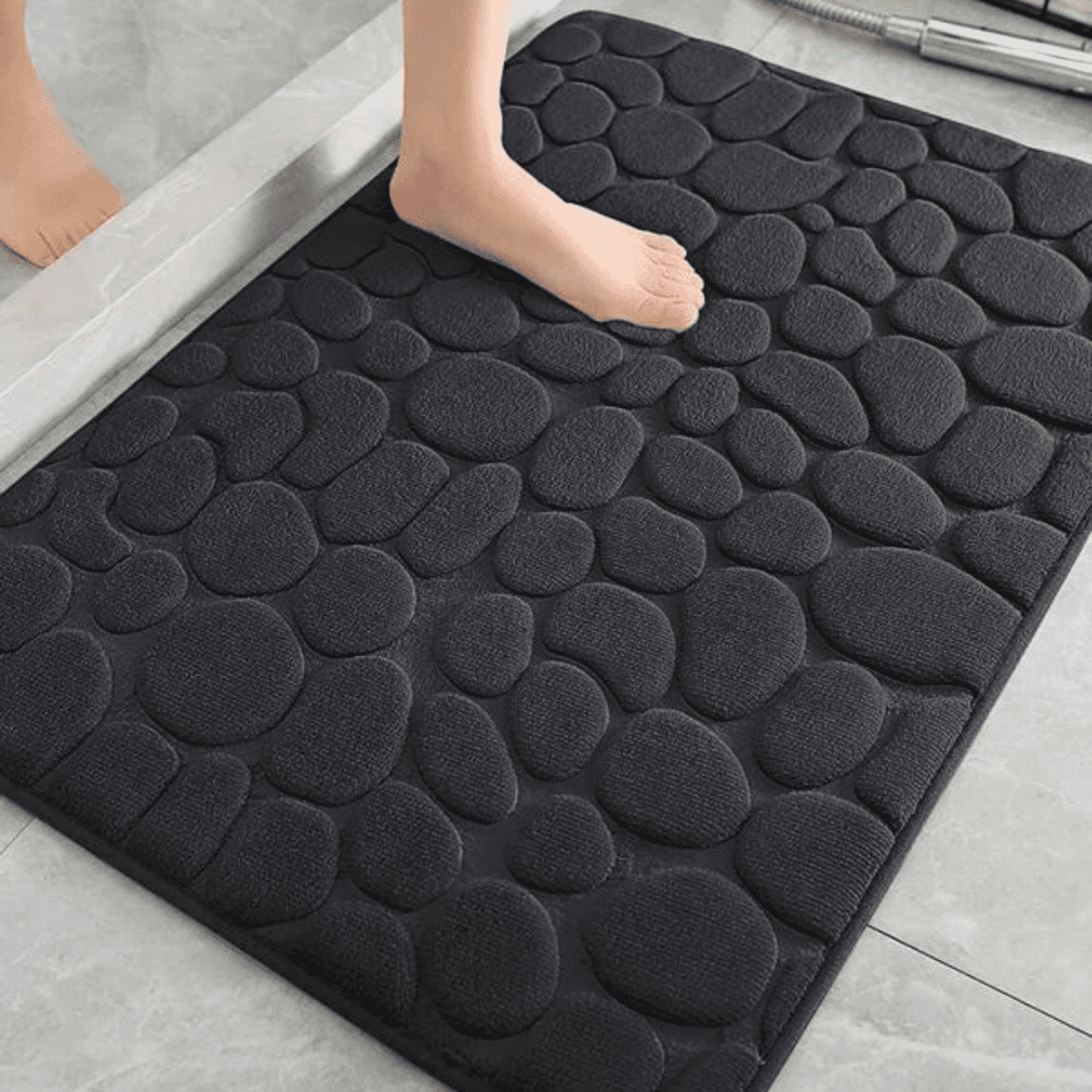 Home Decor Non Slip Memory Foam Bathroom Rug - Black