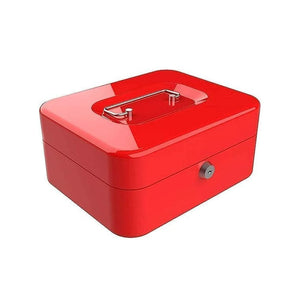 Blue or Red Steel Money Cash Box Metal Petty Cash Locking Safe with 2 Keys and Carry Handle