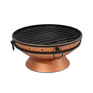 Large Round Copper Fire Pit & BBQ with Grill