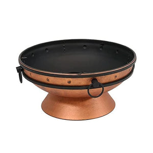 Large Round Copper Fire Pit & BBQ with Grill