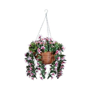 30cm Hanging Basket Artificial Flowers Garden Décor - Star Gazing Lilies