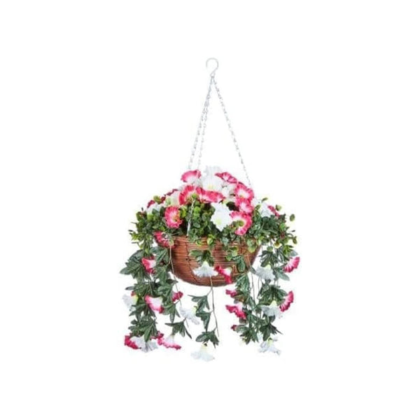 30cm Hanging Basket Artificial Flowers Garden Décor - Summer Bloom