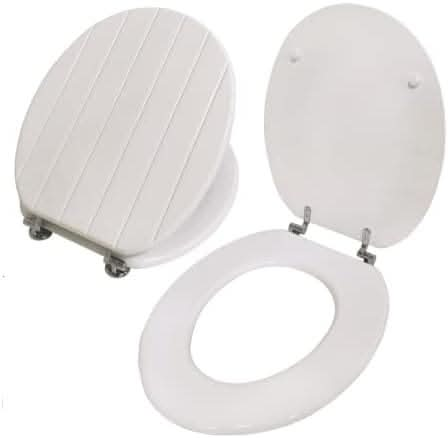 18" Standard Traditional Wooden MDF Toilet Seat - White Groove