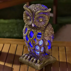 Battery-Powered Insect Zapping UV Light Owl Garden Ornament