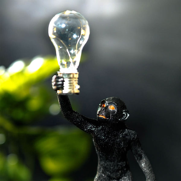 Solar LED Spider Monkey Statue - Jungle Lighting Novelty Primate Night Lamp