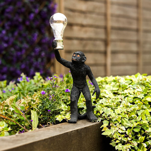 Solar LED Spider Monkey Statue - Jungle Lighting Novelty Primate Night Lamp