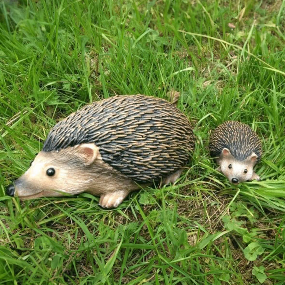 Life-Like Hedgehog Family Garden Ornaments - Parent & Child