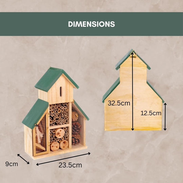 Wooden Insect Hotel - Large with Green Roof