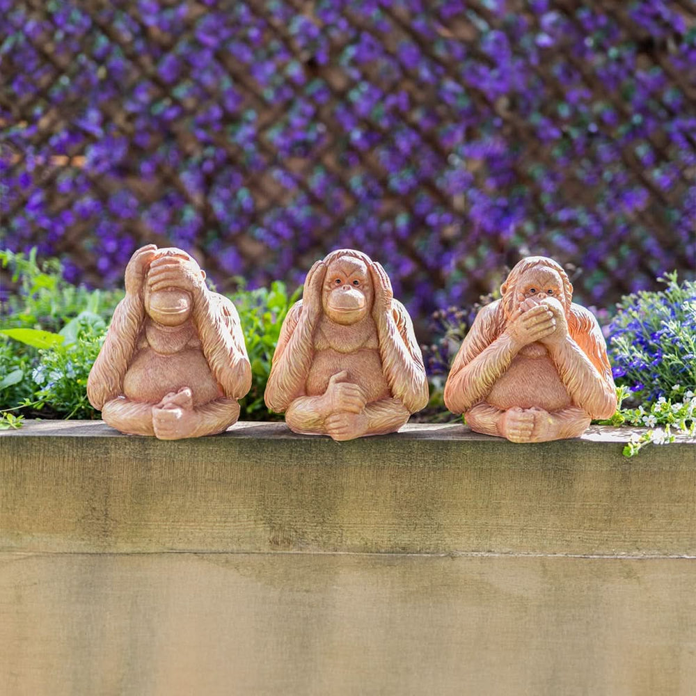 Three Wise Monkeys Speak See Hear No Evil - Garden Statue Set