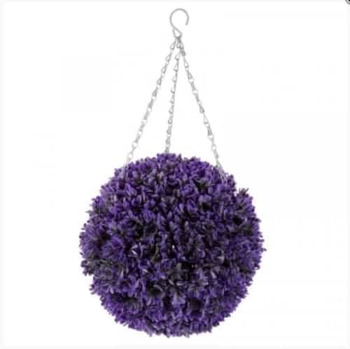 Vivid Violet Topiary Ball Artificial Garden Hanging Basket