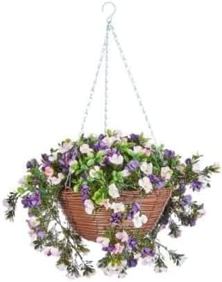 30cm Hanging Basket Artificial Flowers Garden Décor - Petunias