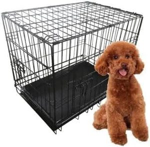 24" Double Door Dog Crate Foldable Pet Transportation