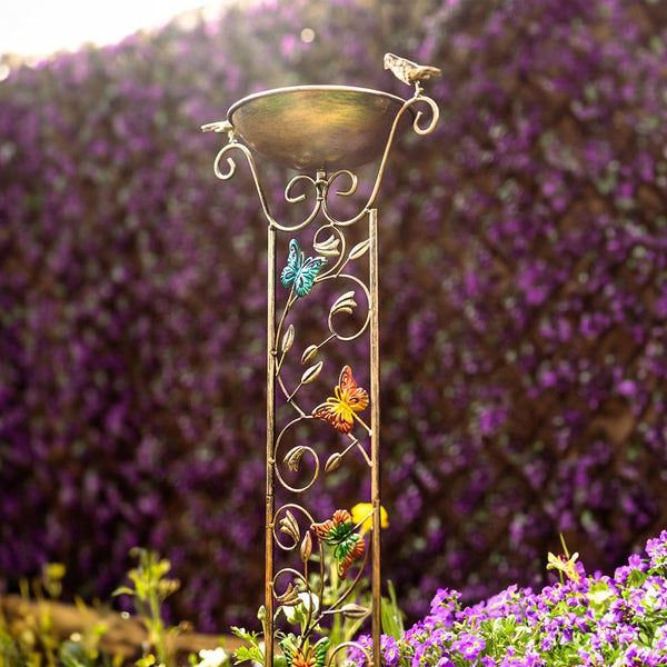 Bronze Effect Bird Bath Weatherproof Bowl Stake Garden Trellis