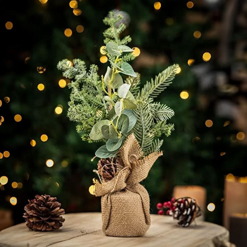 Large Rustic Artificial Decorative Plant in Burlap Sack