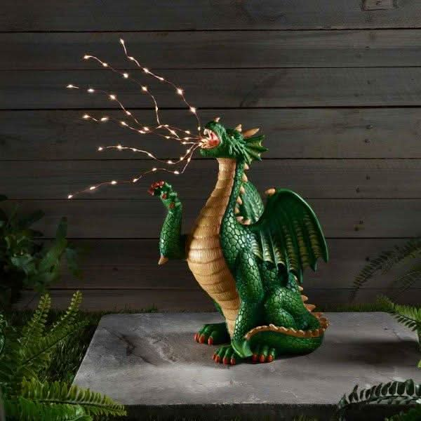 Dragon Solar LED Garden Ornament Fire Breath