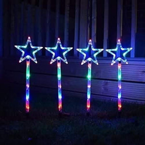 Christmas LED Star Stake Lights - Set of Four