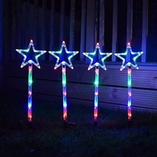 Christmas LED Star Stake Lights - Set of Four