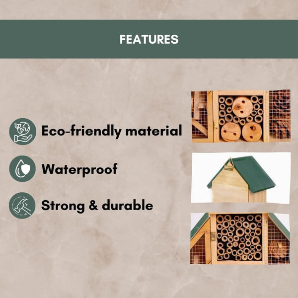 Wooden Insect Hotel - Large with Green Roof