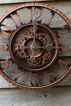 Large Outdoor Open Face Bronze Effect Garden Wall Clock