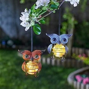 Hanging Owl Light Solar Powered Garden Ornament Tree Decor