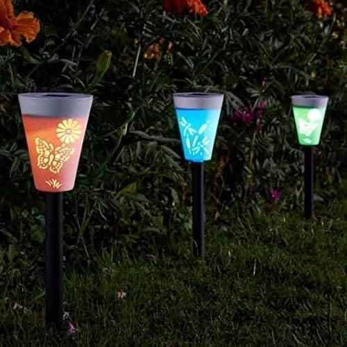 6pc Silhouette Stake Lights Colour Changing Outdoor Lighting Decorative Garden Lights