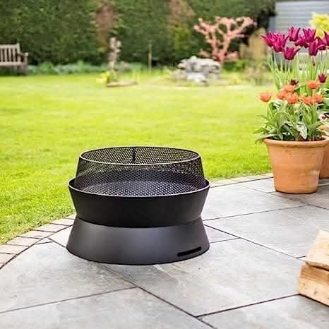 Modern Black Steel Round Vigor Fire Pit for Garden