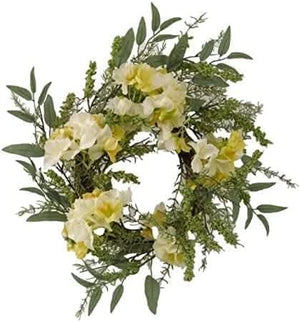 Decorative Artificial Foliage Flower Wreath - Hydrangea Whirl