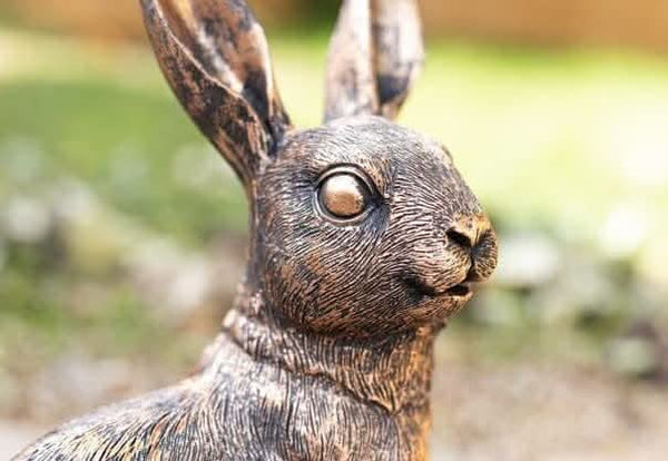 Set of Four Bronze Effect Resin Rabbit Garden Ornaments