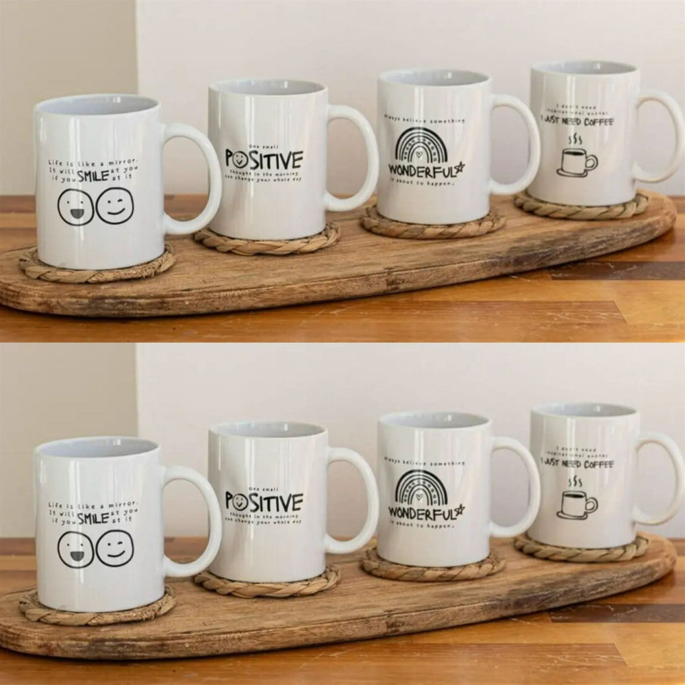 2 Sets Of 4 Motivational Quote Mugs