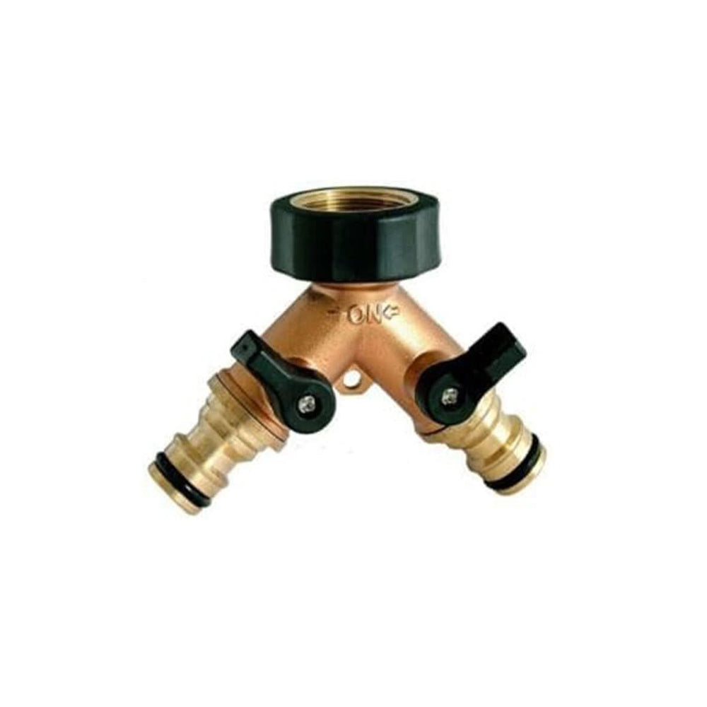 Brass 3/4" Tap Hose Adaptor Twin Connector