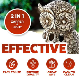 Battery-Powered Insect Zapping UV Light Owl Garden Ornament