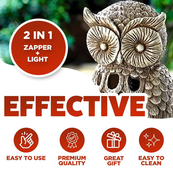 Battery-Powered Insect Zapping UV Light Owl Garden Ornament