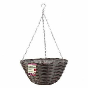 3x 14in Pinto Faux Rattan Hanging Basket